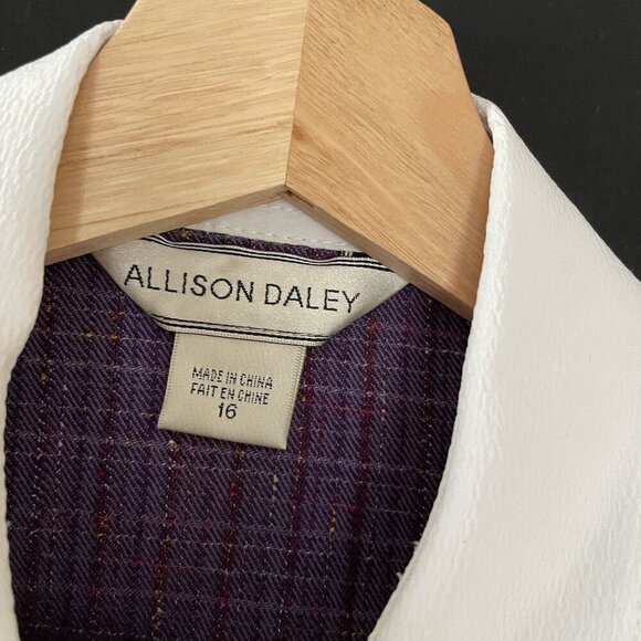 Allison Daley purple white vintage schoolgirl preppy button down top women's 16 - Picture 3 of 9